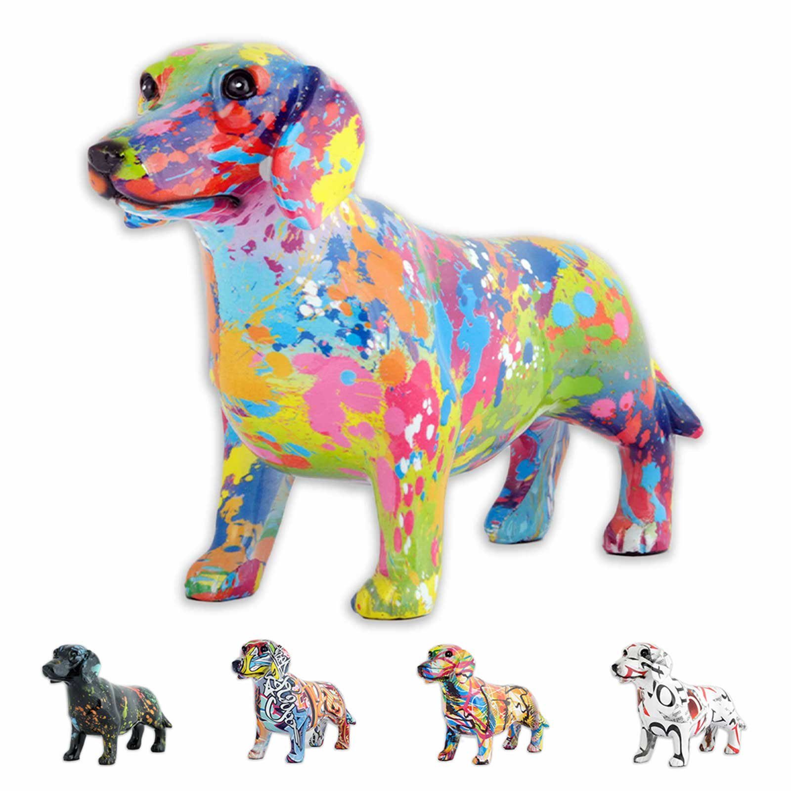 Monkimau Tierfigur Dackel Figur - Deko Figuren Garten Tiere Dekoration Wohnzimmer (Packung)