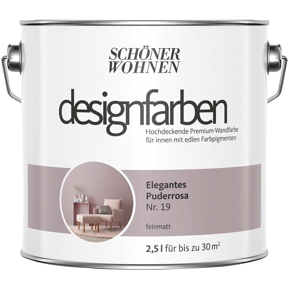 SCHÖNER WOHNEN FARBE Wandfarbe Schöner Wohnen Designfarben 2,5 Ltr. Elegantes Puderlila Nr. 19