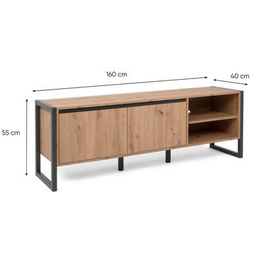 Homestyle4u TV-Board Sideboard Holz TV-Schrank Lowboard Unterschrank Fernsehschrank Grau