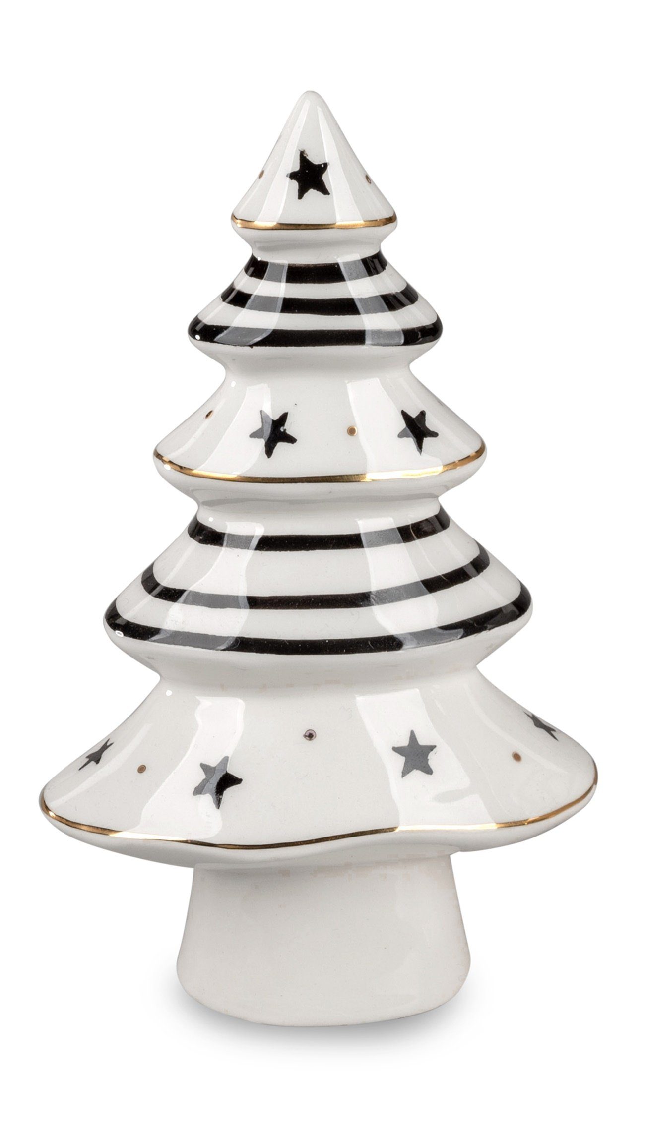 dekojohnson Dekofigur Deko-Baum Weihnachtsbaum 16cm Keramik weiß schwarz