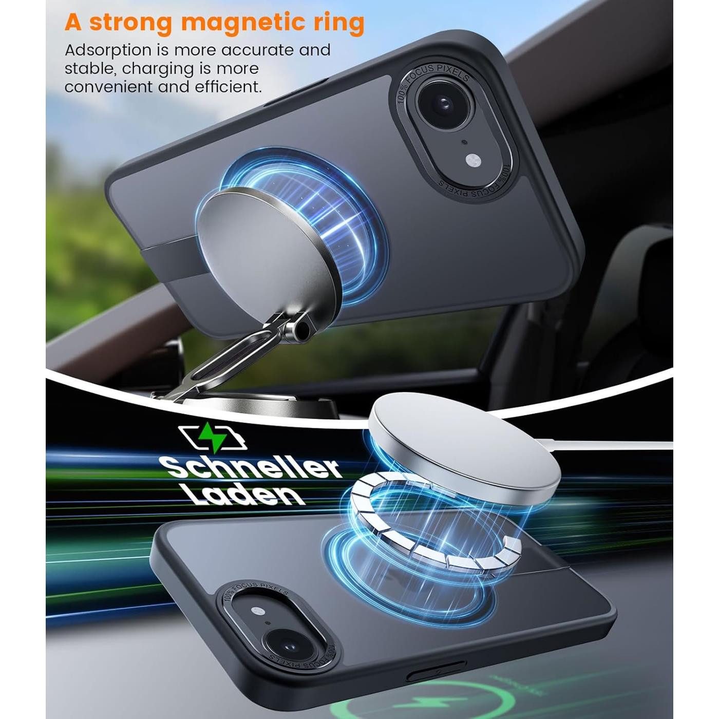 CoolGadget Handyhülle Kickstand Hybrid Hülle für iPhone 16e 6,1 Zoll, Schutzhülle Militärschutz Ständer kompatibel mit MagSafe Magnetring