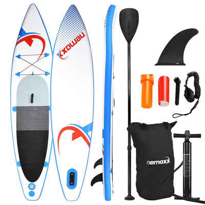 NEMAXX Inflatable SUP-Board, Nemaxx PB335 Stand up Paddle Board 335x74x15cm, blau/rot - SUP, Surfbrett, Surf-Board - aufblasbar & leicht zu transportieren - inkl. Tasche, Paddel