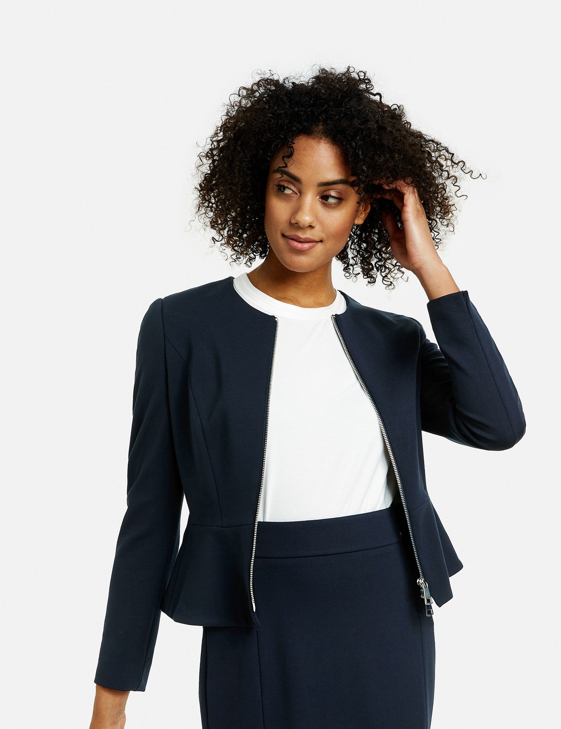 Taifun Blusenblazer Kurzblazer mit Reißverschluss