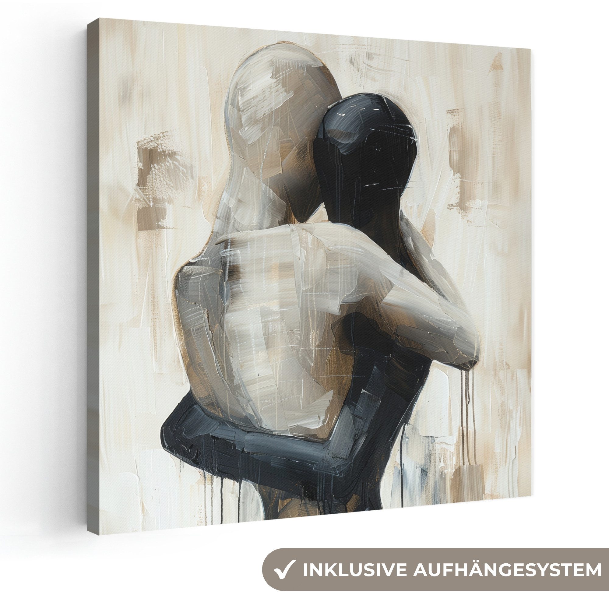 OneMillionCanvasses® Leinwandbild Abstrakt - Liebe - Schwarz und weiß - Modern, Fotodruck (1 St), Wandbild, Deko Schlafzimmer Wohnzimmer Flur 20x20 cm