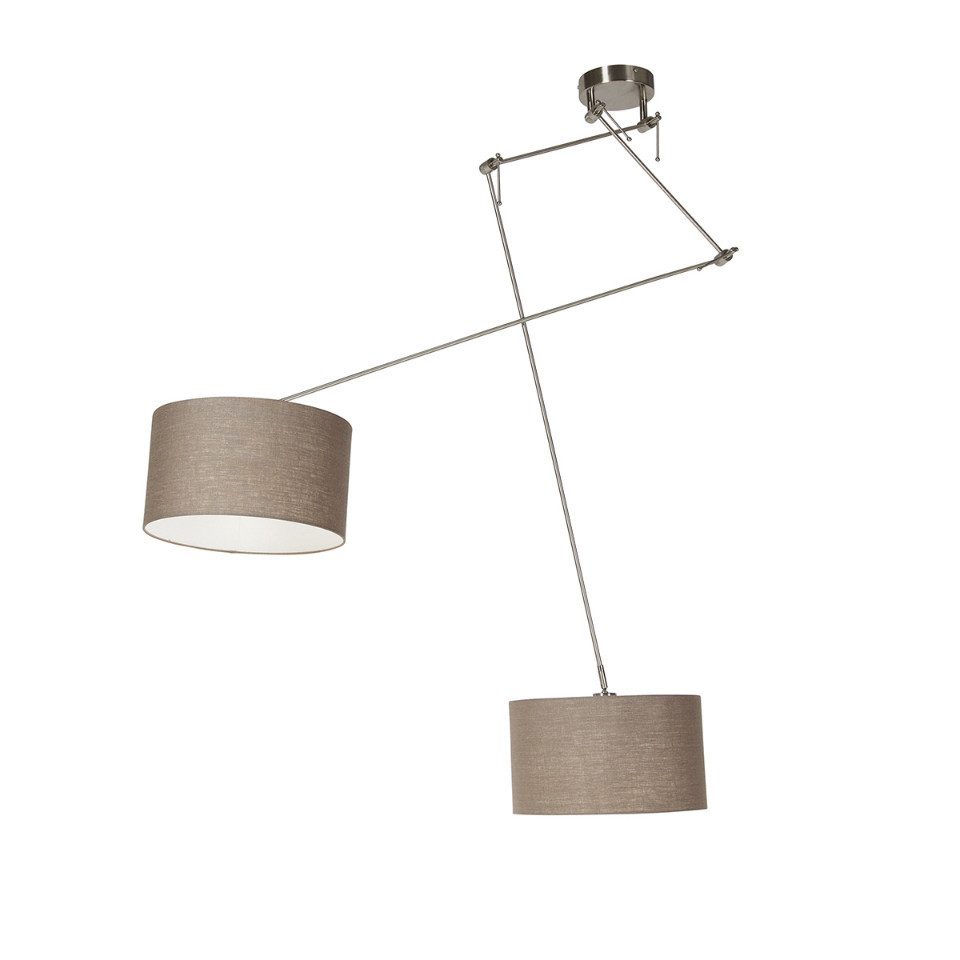 Qazqa Pendelleuchte Blitz, LED wechselbar, E27, Taupe, Modern, Stahl, 2-flammig