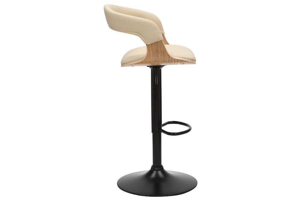 riess-ambiente Barhocker MANHATTAN creme beige/natur/schwarz - höhenverstellbar, 360° drehbar (Einzelartikel, 1 St), Barstuhl aus Kunstleder & Metall mit Lehne  – Bild 4 von 5
