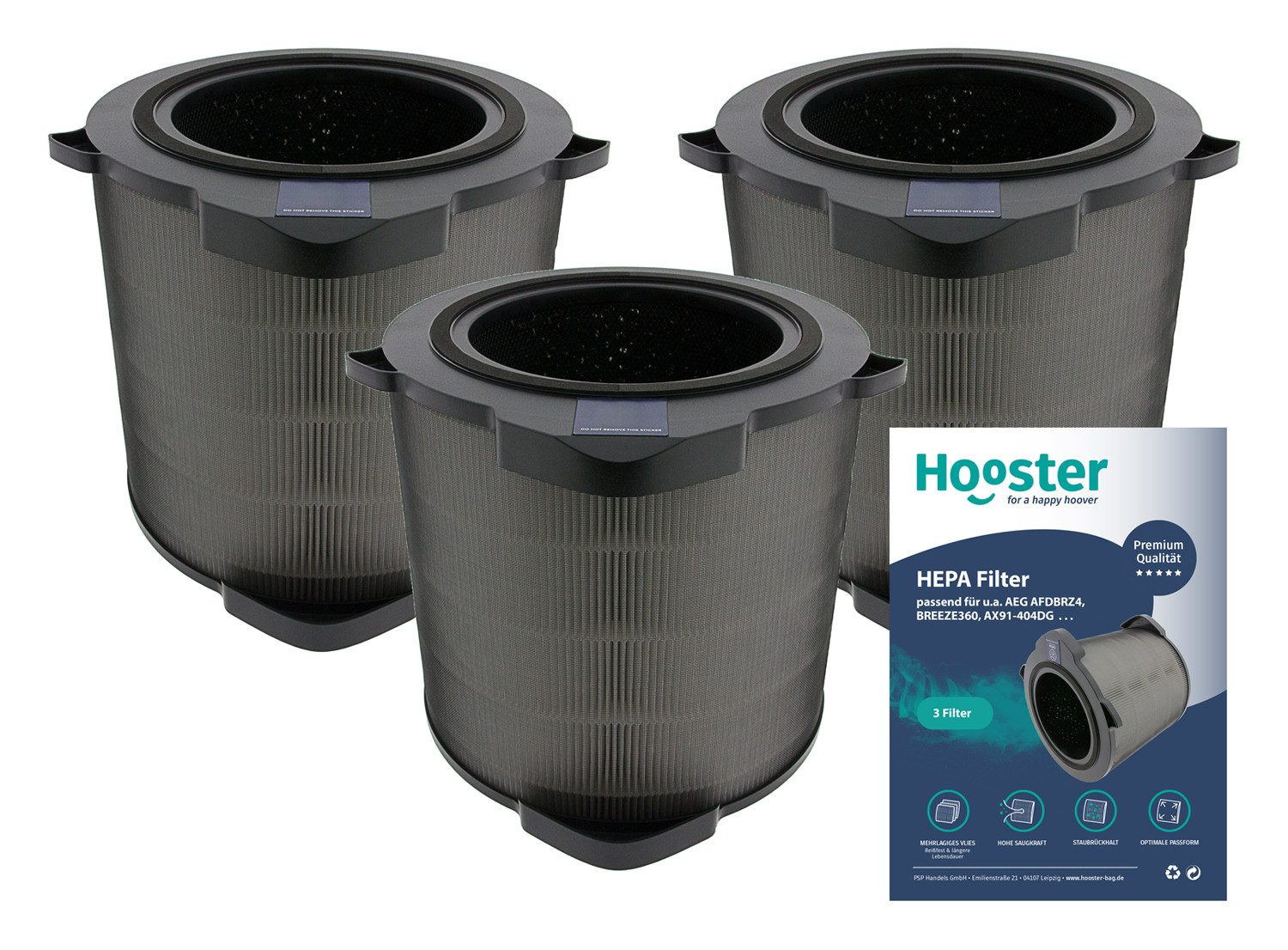 Hooster Luftfilter 3er Set Filter kompatibel mit AEG Luftreiniger AX91-404DG