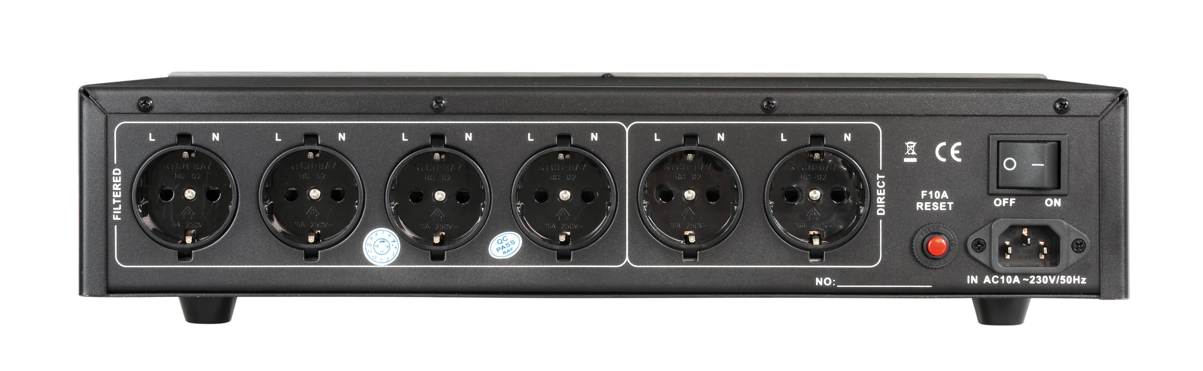 Dynavox X7000 Mehrfachsteckdose 6-fach (Kabellänge 1.5 m), HiFi-Netzfilter, Kontrollleuchte für korrekte Phasenlage und Display