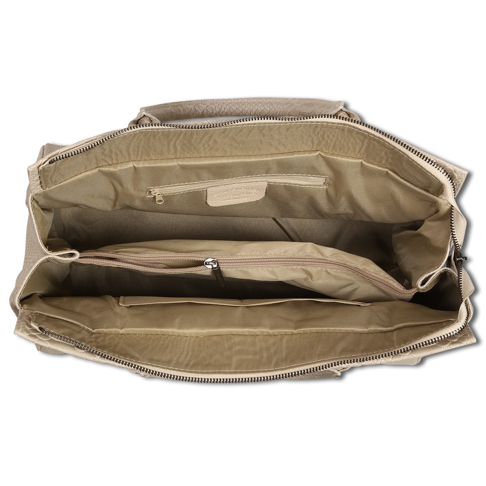 Toscanto Henkeltasche Toscanto Damen Henkeltasche Leder Tasche (Henkeltasche), Damen Leder Henkeltasche, beige ca. 40cm – Bild 3 von 5