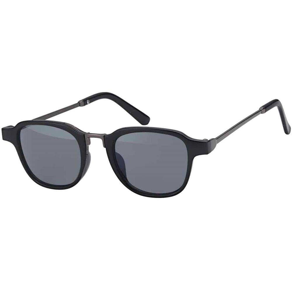 Moderne Zeitlos Anthrazit Sonnenbrille (1-St) mit Metallrahmen Schwarz mit schwarzen Eyewear Linsen BEZLIT Retrosonnenbrille