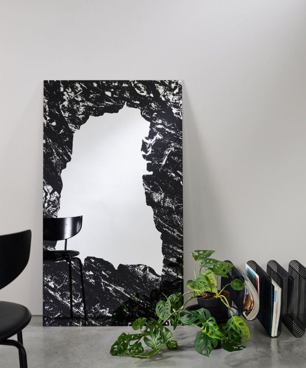 Designer Garderoben - - Wandspiegel Schwarz H. Kollektion Padrino Spiegel 70 cm 123 Spiegel Casa Wohnzimmer Wandspiegel x - Luxus