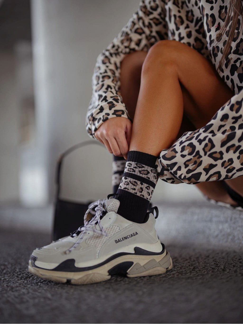 Lycille Langsocken 1 Paar moderne Langsocken 37/41 aus Baumwolle mit Tiermuster-Streifen