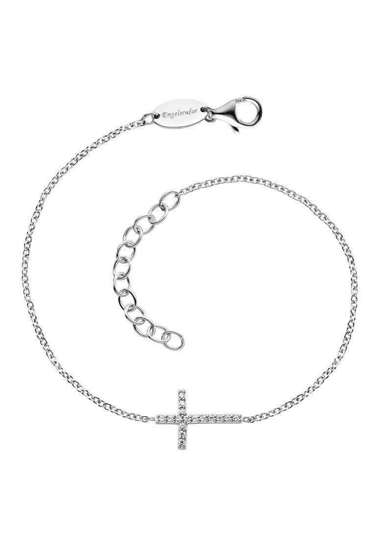 Engelsrufer Silberarmband Armband, Armkette, Kreuz, ERB-LILCROSS-ZI, mit Zirkonia (synth) silberfarben-kristallweiß