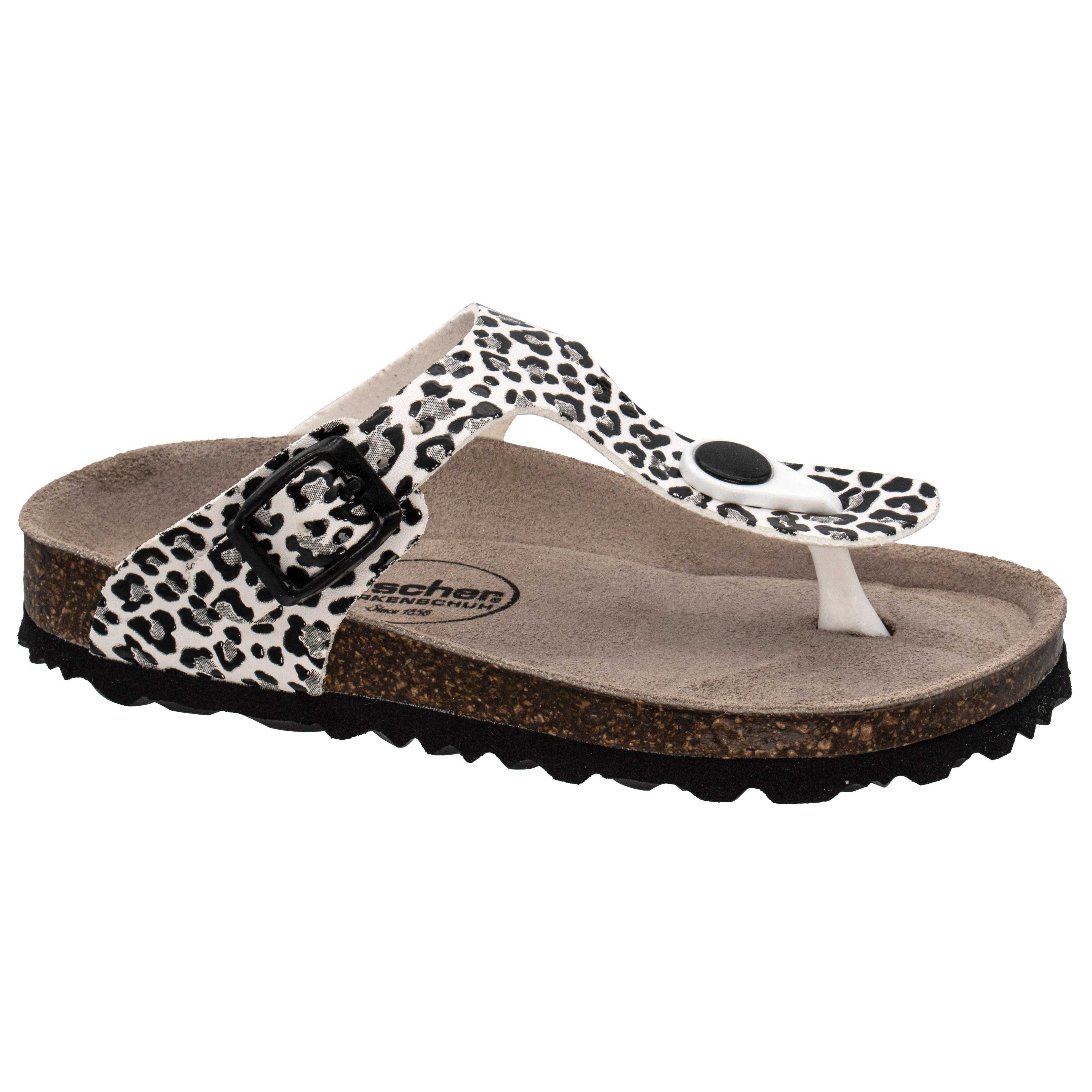 Fischer-Markenschuh Hawaii Zehentrenner aus Vegano (Lederimitat), mit Fleecefutter, Lederfußbett