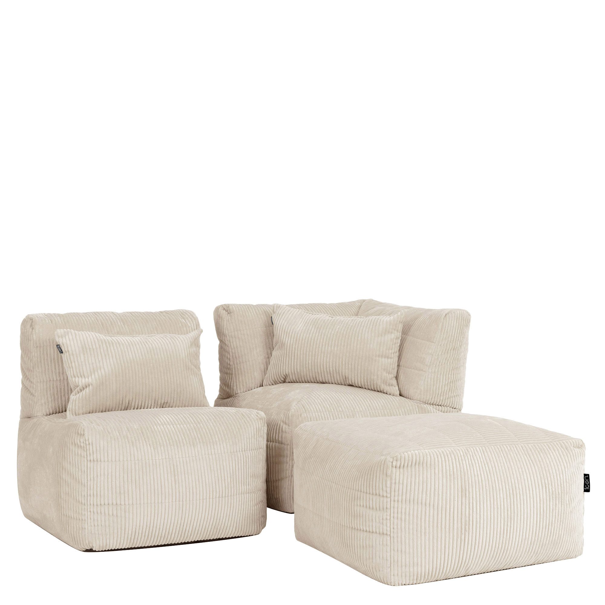 icon Sofa Modulares Ecksofa aus Cord Flauschig „Noa“, Spar-Set, Made in Germany, für Wohnzimmer und Kinderzimmer