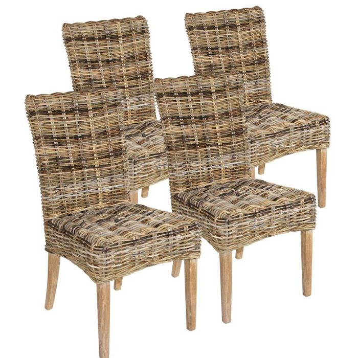 soma Holzstuhl Soma Rattan-Stuhl Set 4 Stück Esszimmerstuhl Tiger aus Mangrove (BxHxL Stuhl Sessel Sitzplatz Sitzmöbel