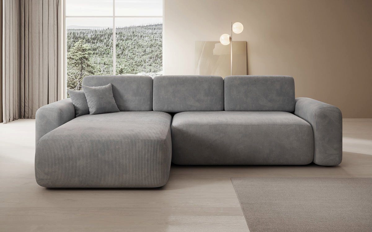 Luxusbetten24 Schlafsofa Designer Ecksofa Lola in Cord, mit Stauraum und Schlaffunktion – Bild 3 von 4
