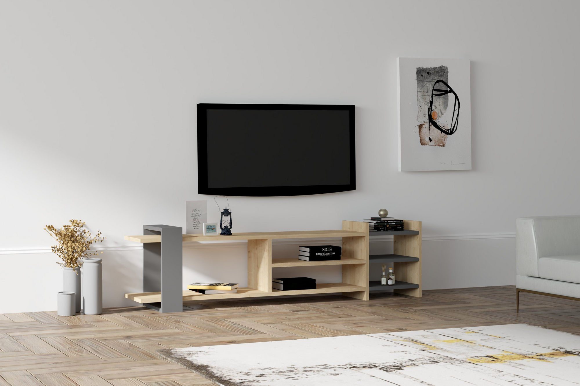 Skye Decor TV-Schrank Schränke, 40x153,6x26 cm, 100% Melaminbeschichtete Partikelplatte