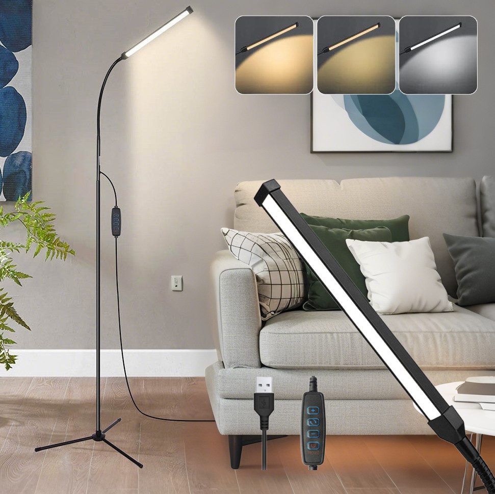 LMaxhome LED Stehlampe Wohnzimmer Dimmbar mit 3 Farbtemperaturen 152cm Steh günstig online kaufen