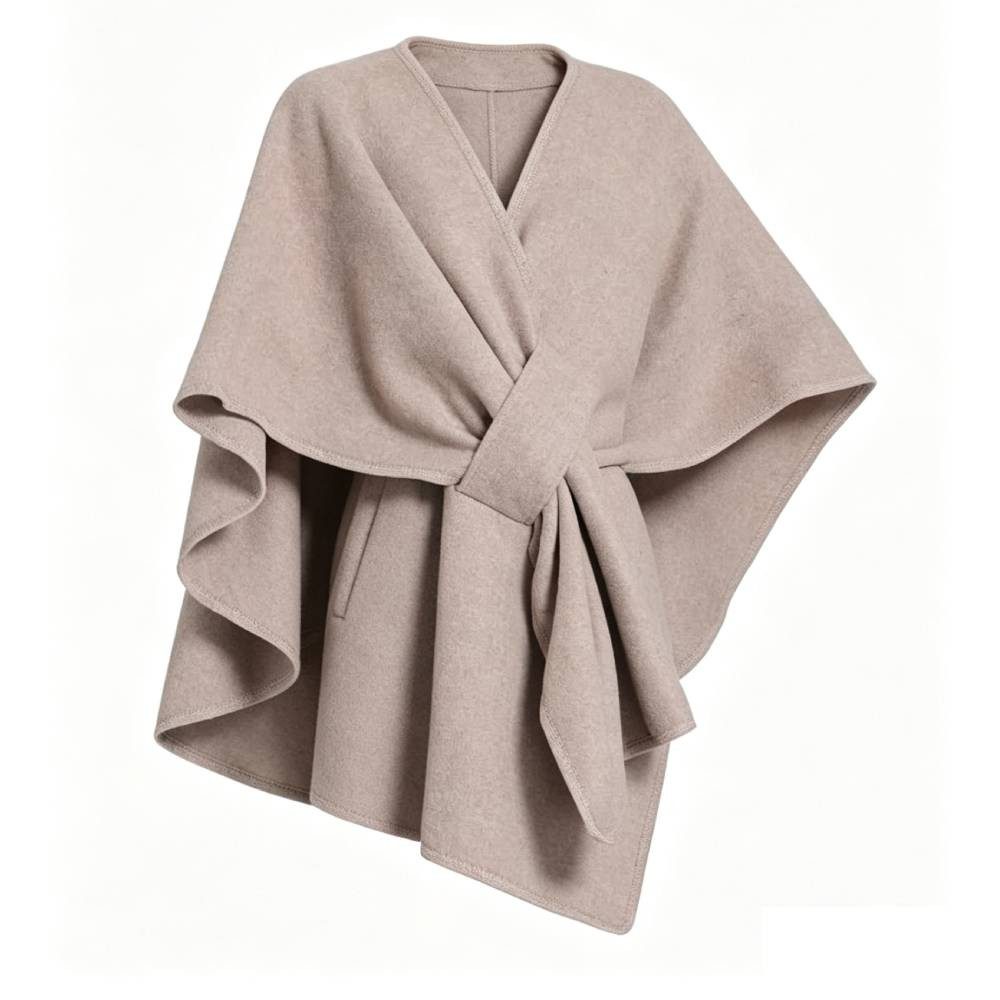 Blusmart Strickponcho Damen Strick Poncho Cape (V-Ausschnitt, Einheitsgröße, Warm Umhang Überwurf) Für Herbst Winter Frühling, Unifarben