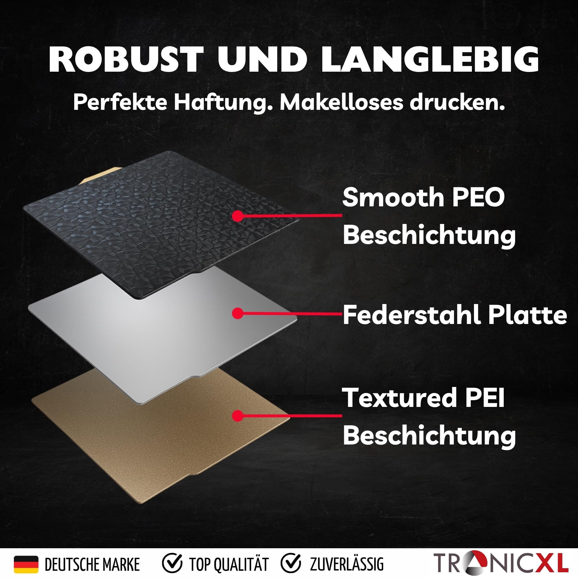 TronicXL 3D-Drucker 2x für Bambulab Druckplatte Textur PEI PEO A1 P1P P1S X1 3D Drucker, Druckbett für Bambu Lab Effekt