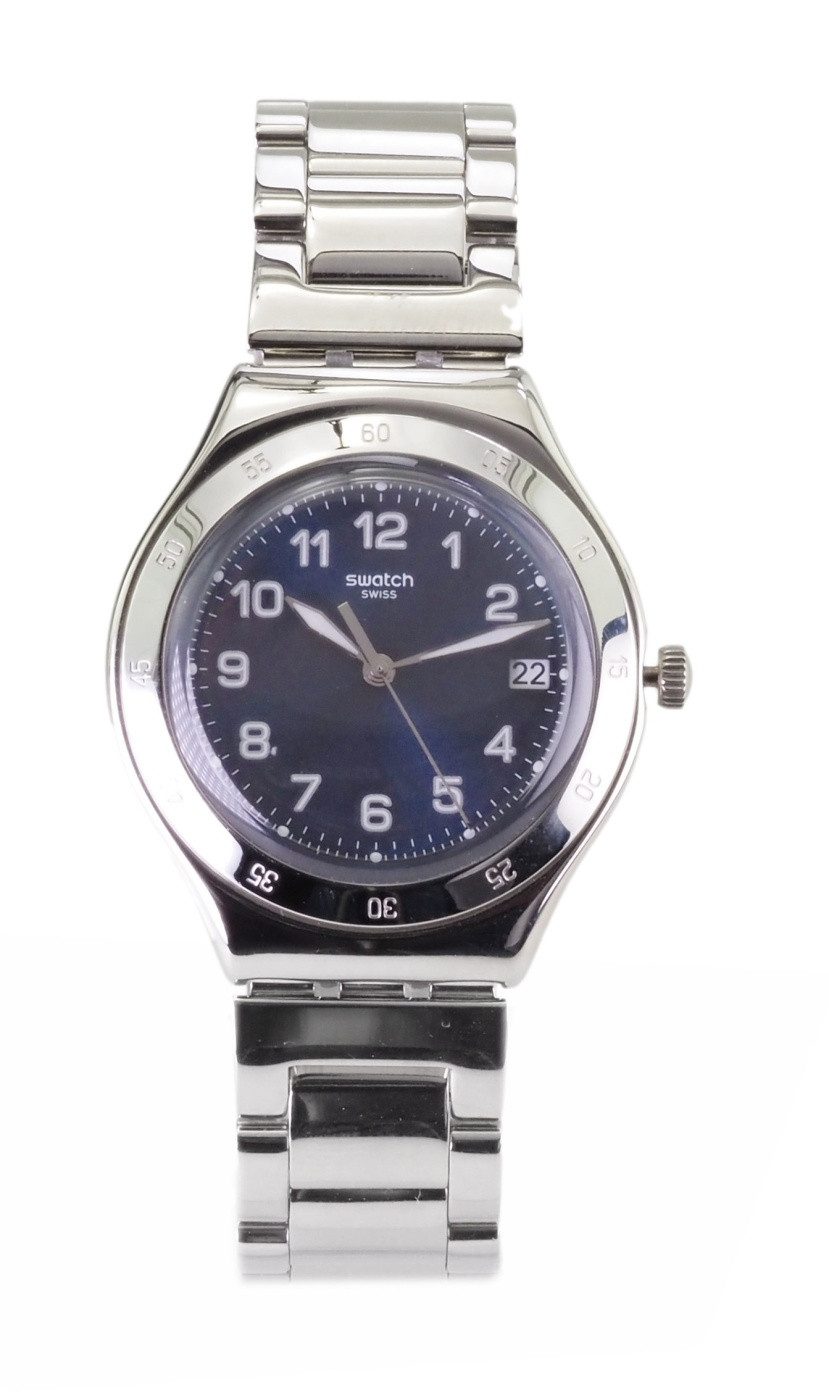 Swatch Quarzuhr Swatch Damen Quarz Uhr YGS474G BLUE POOL X103, (Weiß)