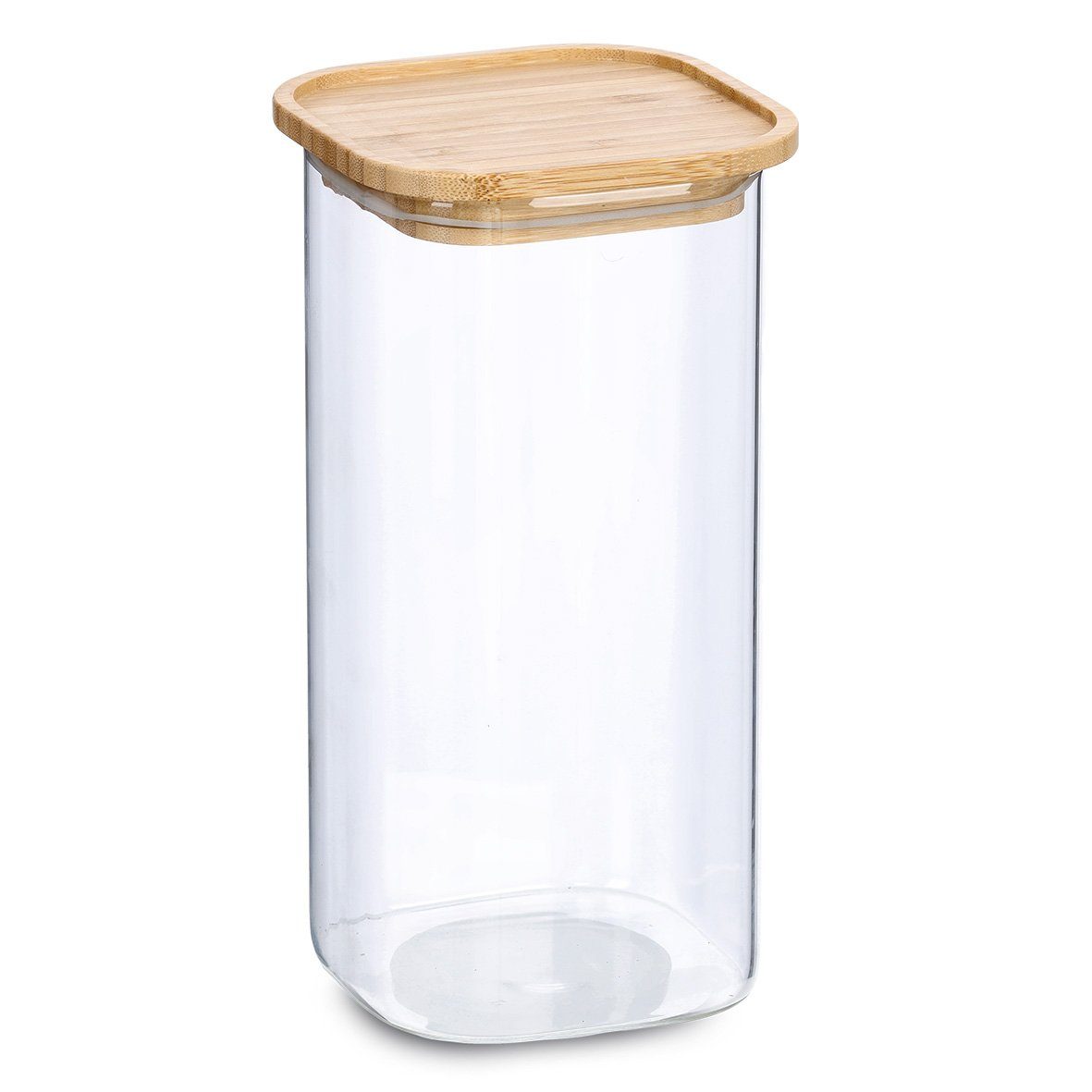 transparent, x Bambusdeckel Borosilikat Bambus x 22 / Zeller Badaccessoire-Set Present ml, cm, Vorratsglas Vorratsglas und ca. / 1570 mit Glas abgerundeten Ecken 10 Silikon, 10 Bambusdeckel, m.