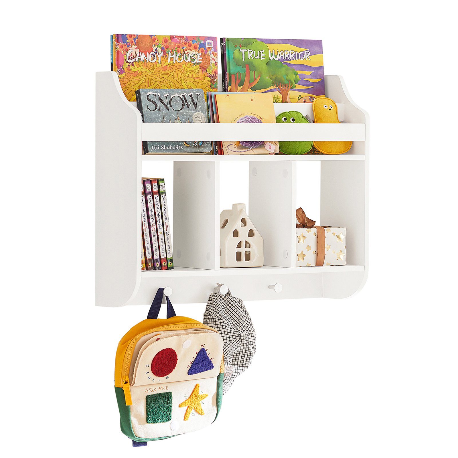 KMB46, SoBuy Hängeregal Haken Wandgarderobe Bücherregal mit 3 Kinderregal Wandregal