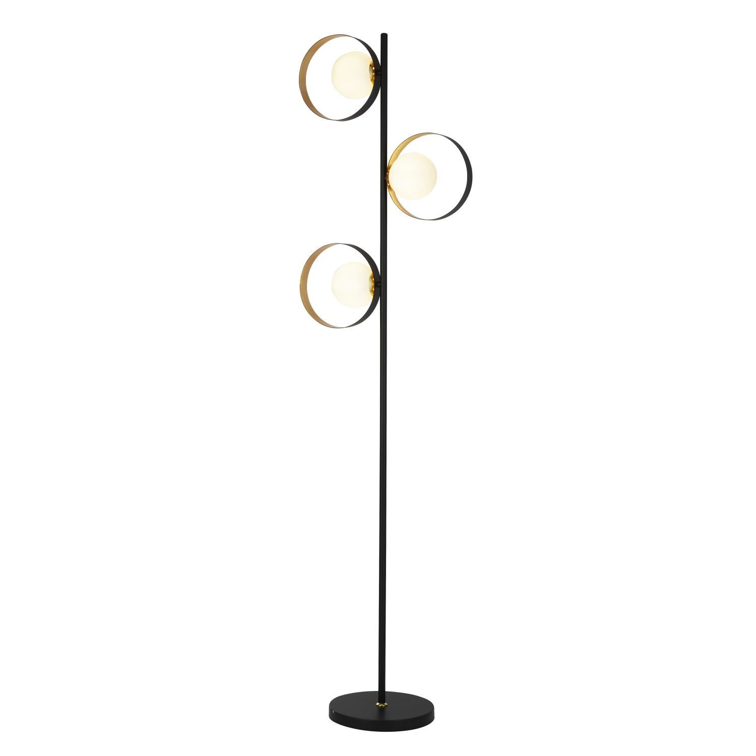 Licht-Erlebnisse Stehlampe KAYLA, ohne Leuchtmittel, in Schwarz Gold 3-flammig G9 149 cm Metall Modern Wohnzimmer