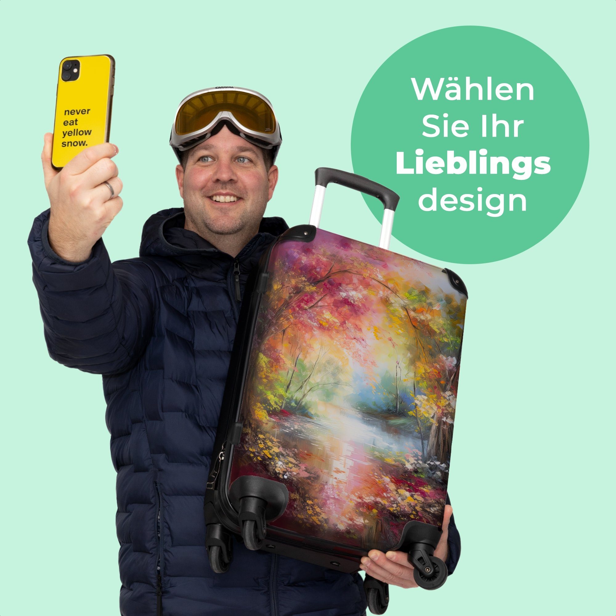 Rollkoffer NoBoringSuitcases.com© Koffer - - Farbenfroh - Trolley 67x43x25cm mit Reisekoffer Ölgemälde Landschaft Rollen Große Aufgabegepäck 4 Natur, - 4 Rollen,