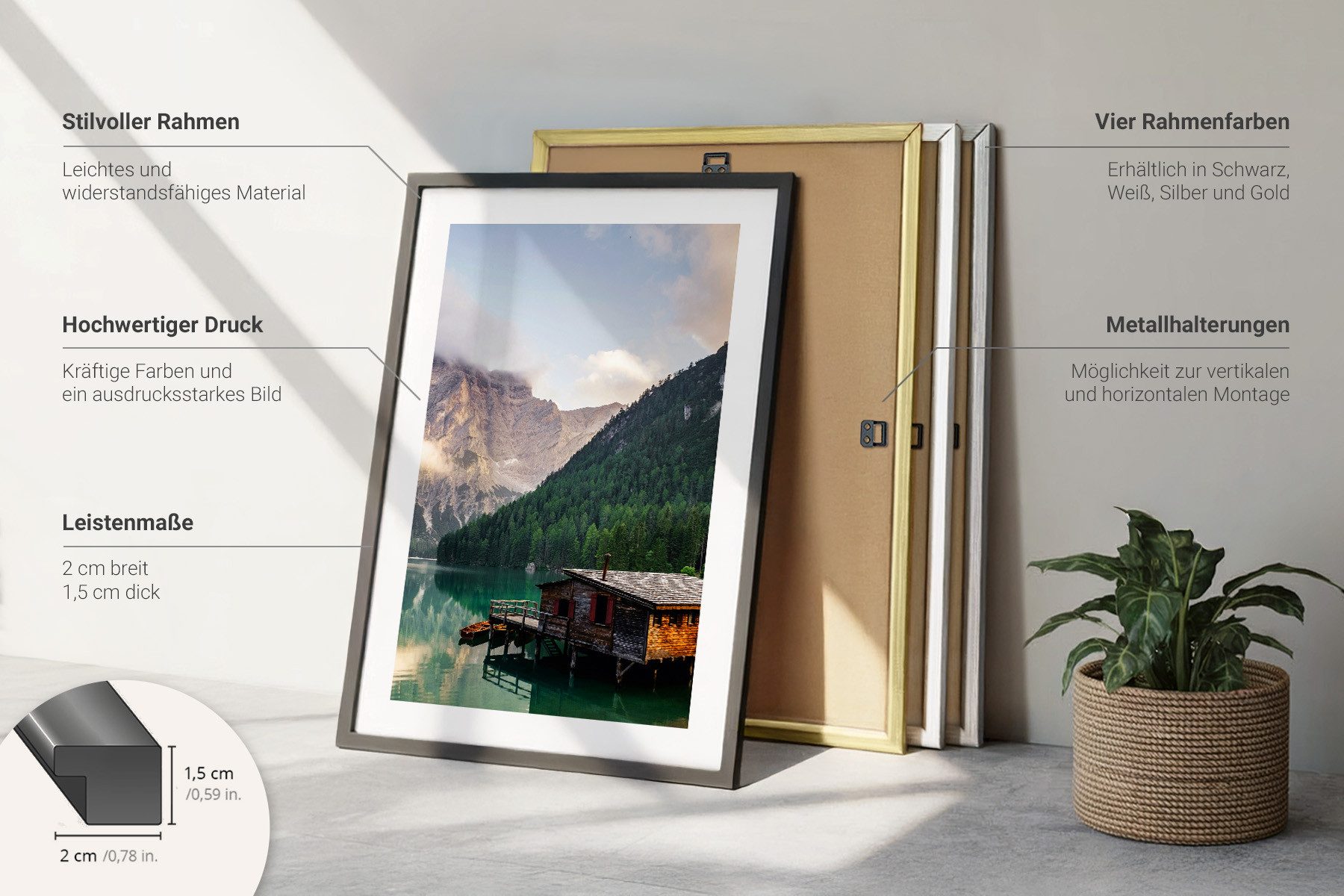 Tulup Mehrteilige Bilder Abstrakte Muster Wandbilder mit Rahmen in Beige und Weiß, Abstrakte Muster Beige, Weiß, Braun – Bild 3 von 5