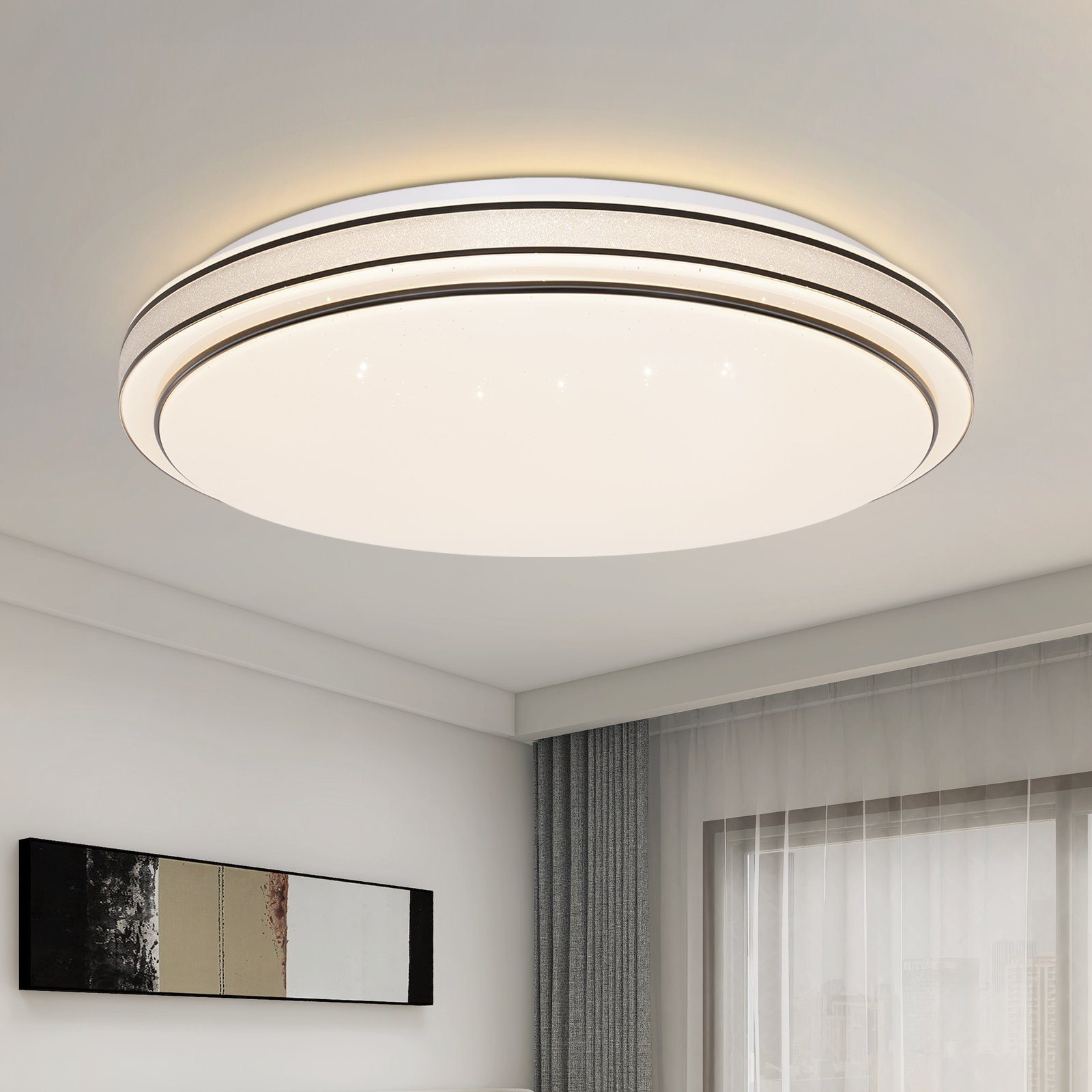 ZMH LED ∅27cm, 3000k, Flimmerfrei Rund, 3000k, Modern LED integriert, fest Küchenlampe Deckenleuchte Schlafzimmerlampe Sternenhimmel
