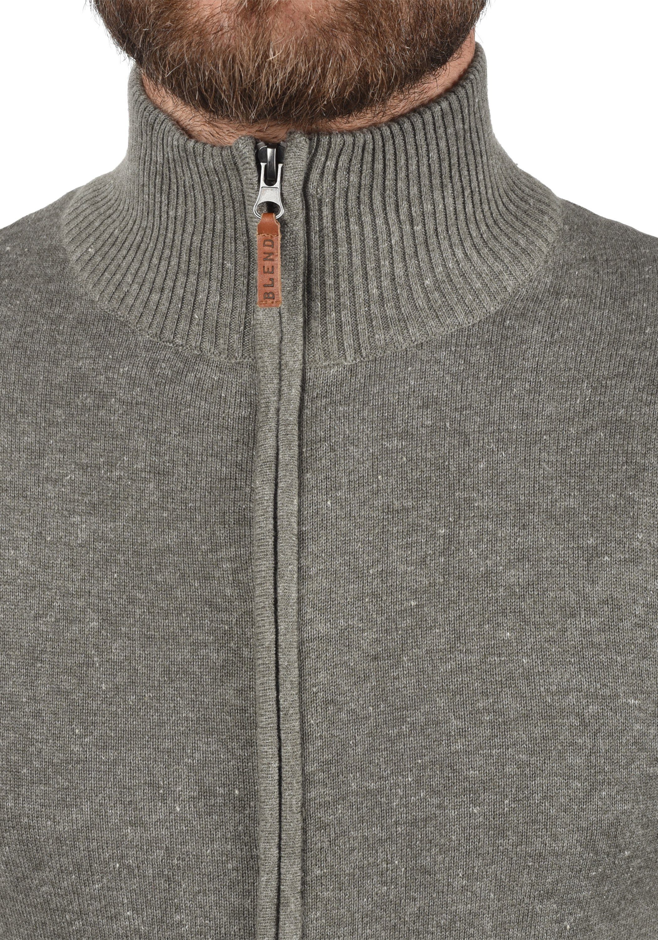 Blend Strickjacke BHNorman Bequeme Feinstrick-Jacke mit Stehkragen und elastischen Bündchen