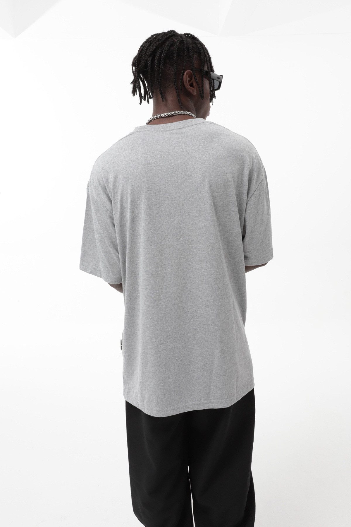 OSSY HOMER T-Shirt Basic Oversized T-Shirt mit Rundhals-Ausschnitt (1-tlg) aus Baumwolle, mit Rundhalsausschnitt