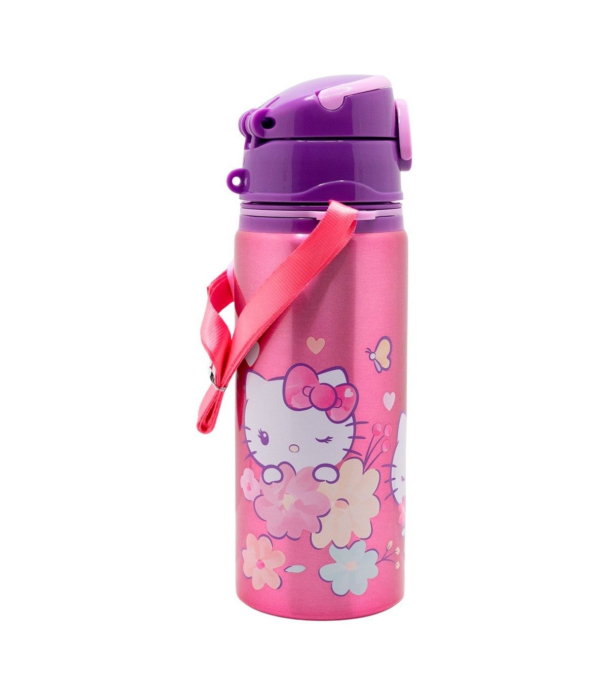 Hello Kitty Trinkflasche Kinder Wasserflasche 730 ml mit Druckknopfdeckel und Trageriemen