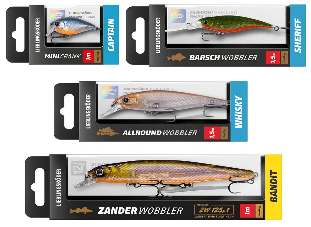 Lieblingsköder Kunstköder Lieblingsköder Wobbler Set - Klares Wasser 2, (4 er Set, 4-St. Klares Wasser 2), Effektiver Lauf, Exzellente Verarbeitung