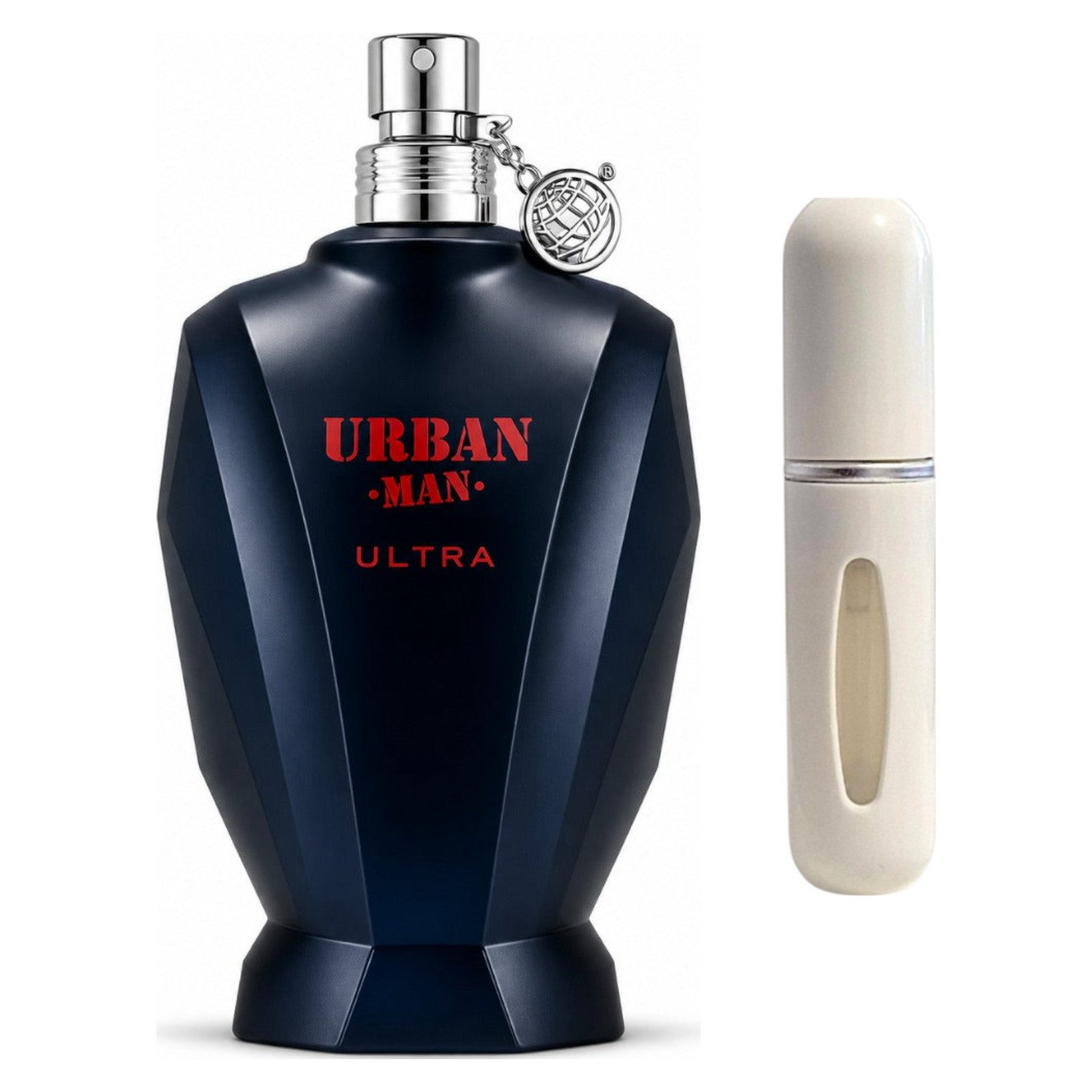 Fragrance World Duft-Set Urban Man Ultra EDP – Orientalisch Würzig + Parfümzerstäuber (leer)