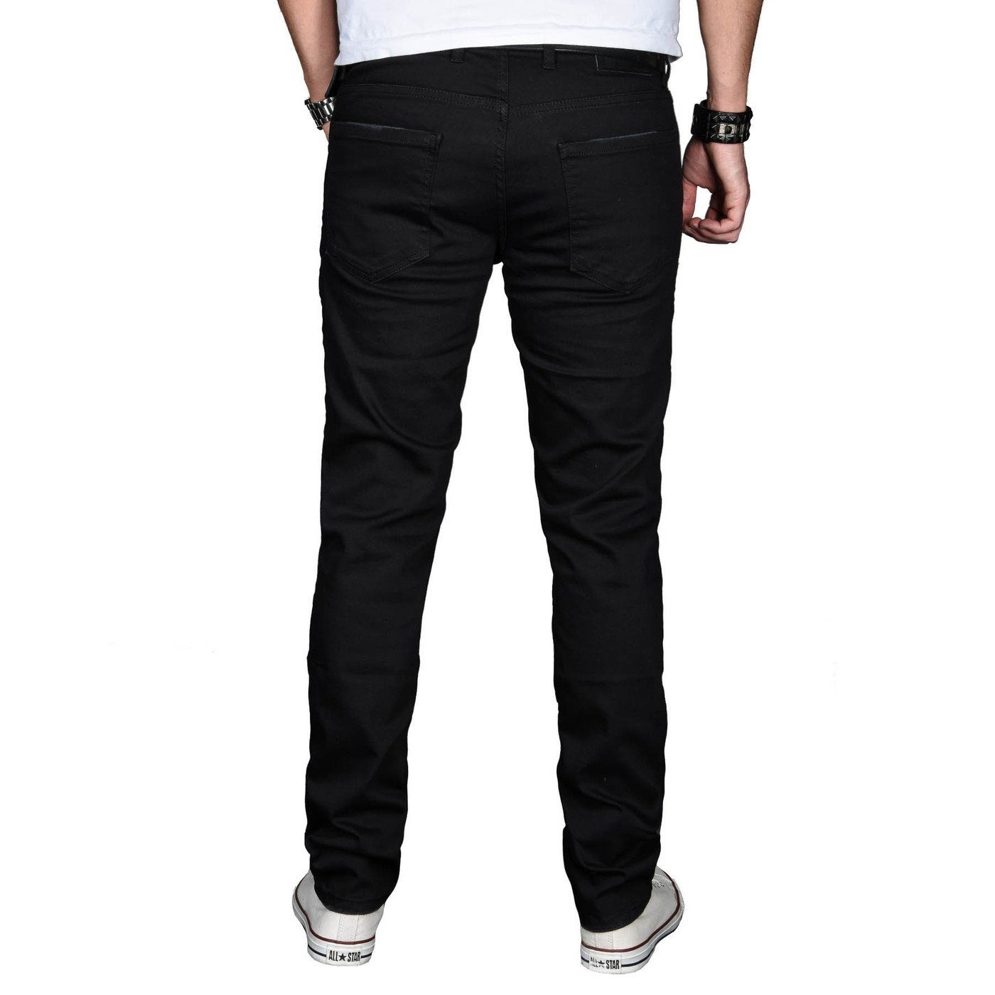 Slim ASMinero Straight-Jeans 2% mit Elasthan Salvarini Fit Jeans black Alessandro