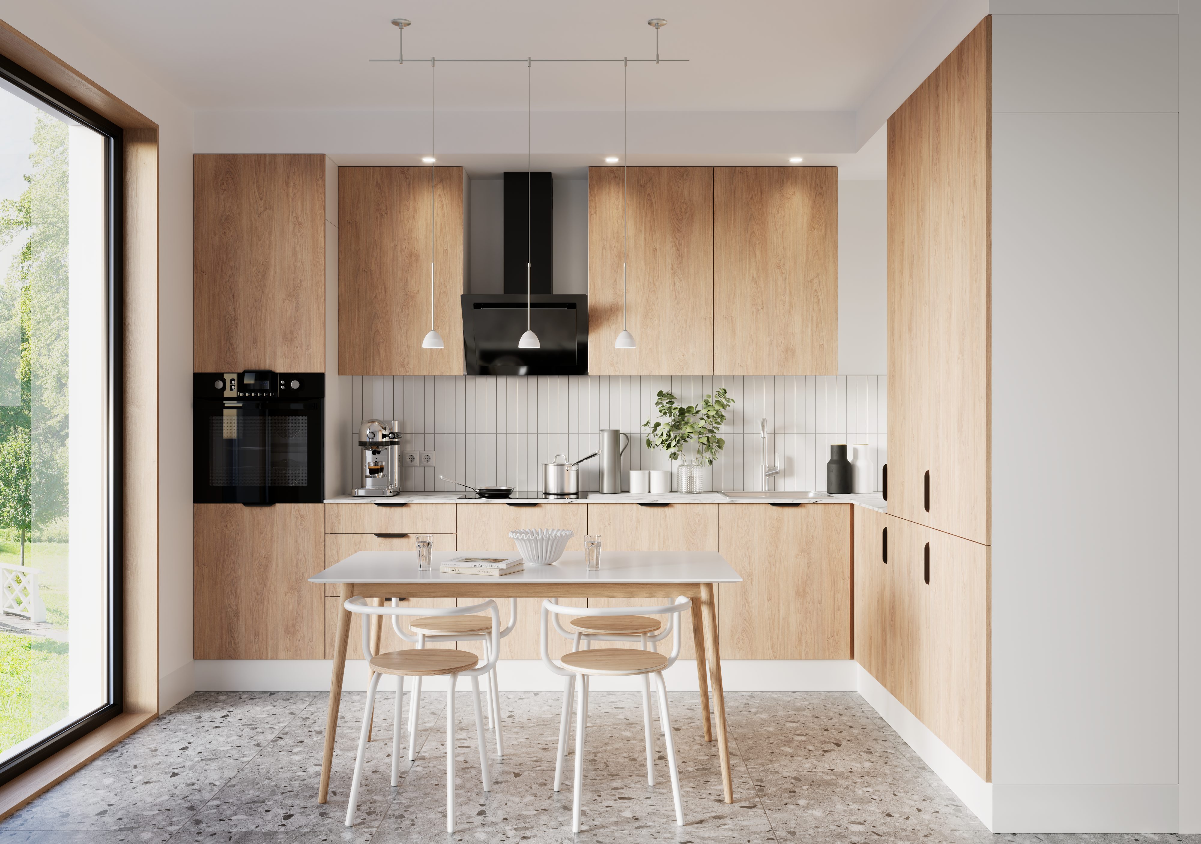ROYAL24_MARKT Winkelküche K41-G360 - Sorento - Praktischer Luxus und anspruchsvolles Design, (Komplett Set), Hochwertig - Modern - Holzoptik.