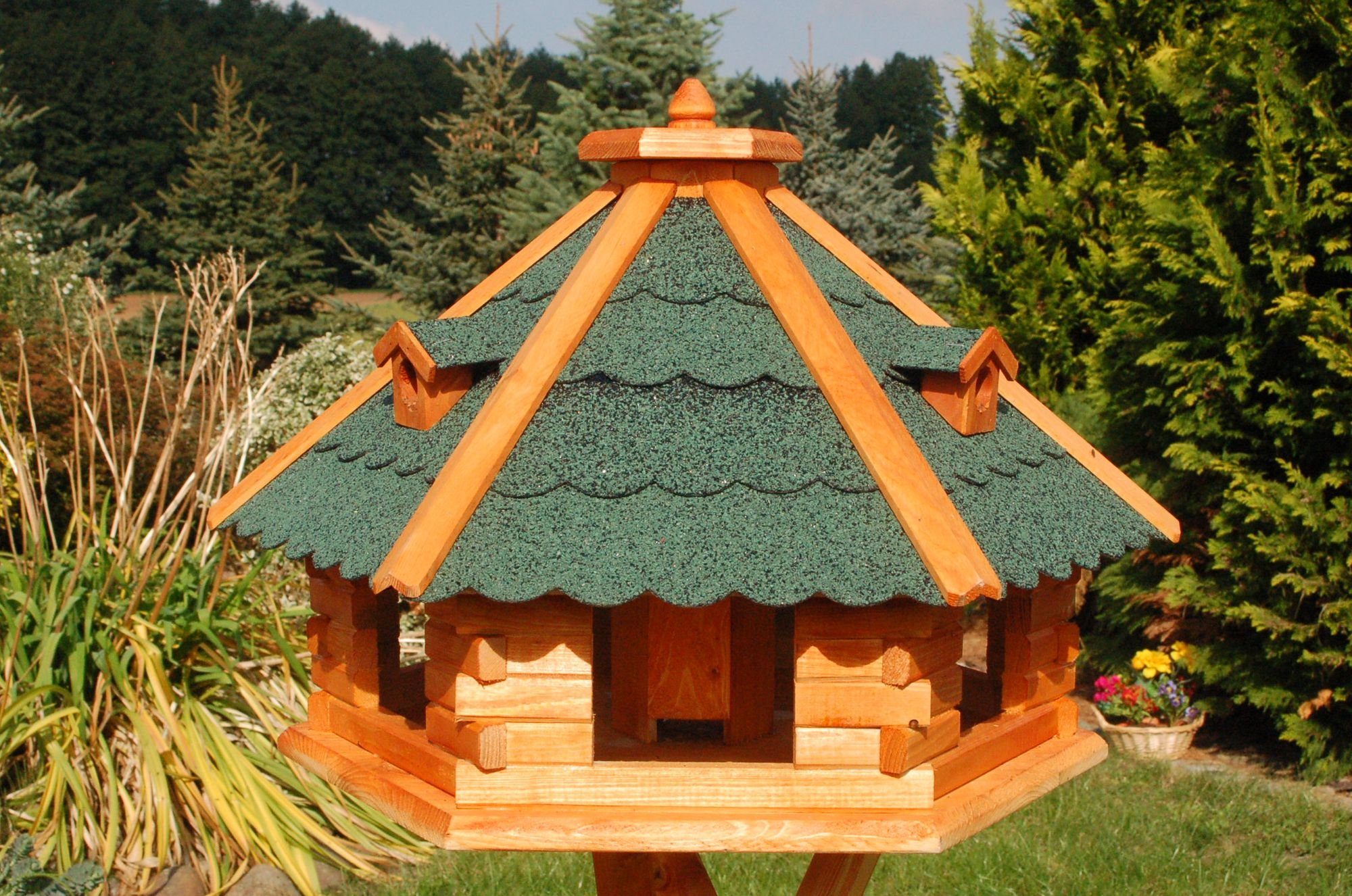 DSH DEKO SHOP HANNUSCH Vogelhaus Riesiges XXL Vogelhaus, Futterhaus 67 x 45 cm imprägniert, Bitumschindeldach verschiedene Farben wählbar, mit oder ohne Vogelhausständer, V18