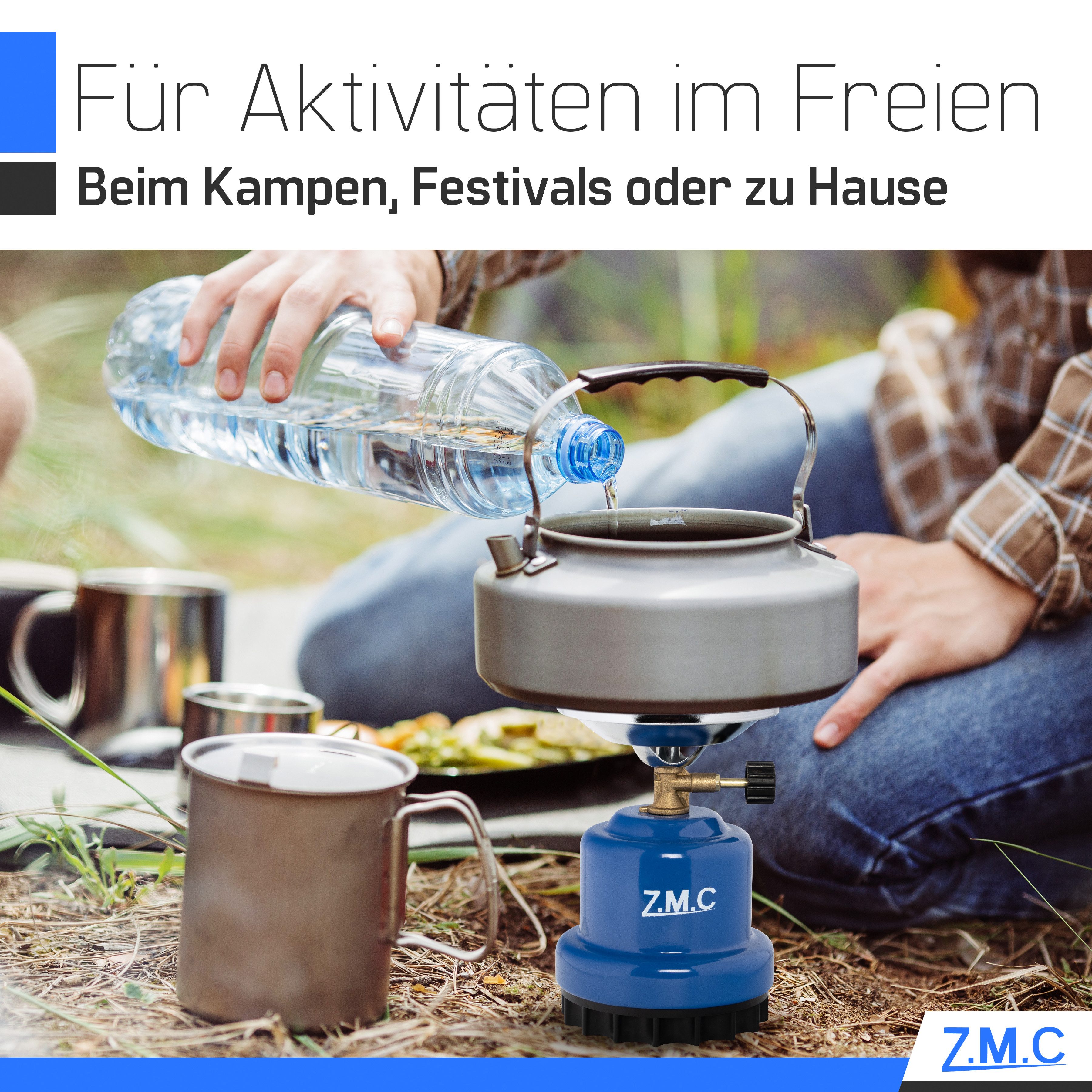 ZMC Gaskocher ZMC Campingkocher Gaskocher 1100 W, 1 flammig + 8x Gaskartuschen, (Maximale Temperatur: 1100W / Gewicht: 520g / 190g Butangas, Maximale Temperatur – Bild 5 von 5