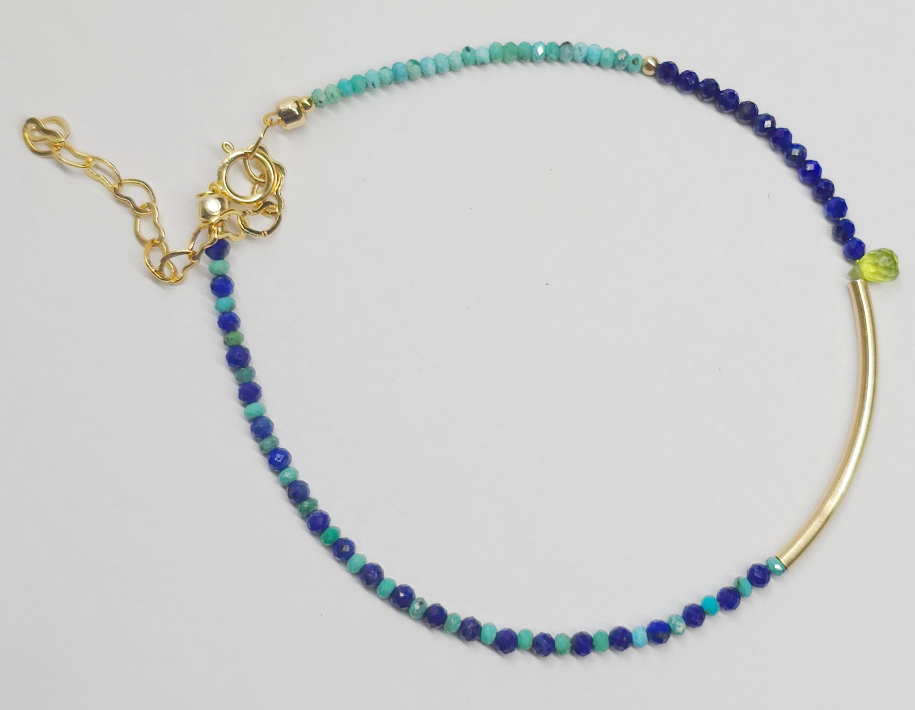 GOLDEN Charm-Armband Edelstein Armband Türkis Lapislazuli 14K Gold Filled Damen