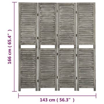 vidaXL Raumteiler 4-tlg. Raumteiler Grau 143x166 cm Massivholz, 1-tlg.