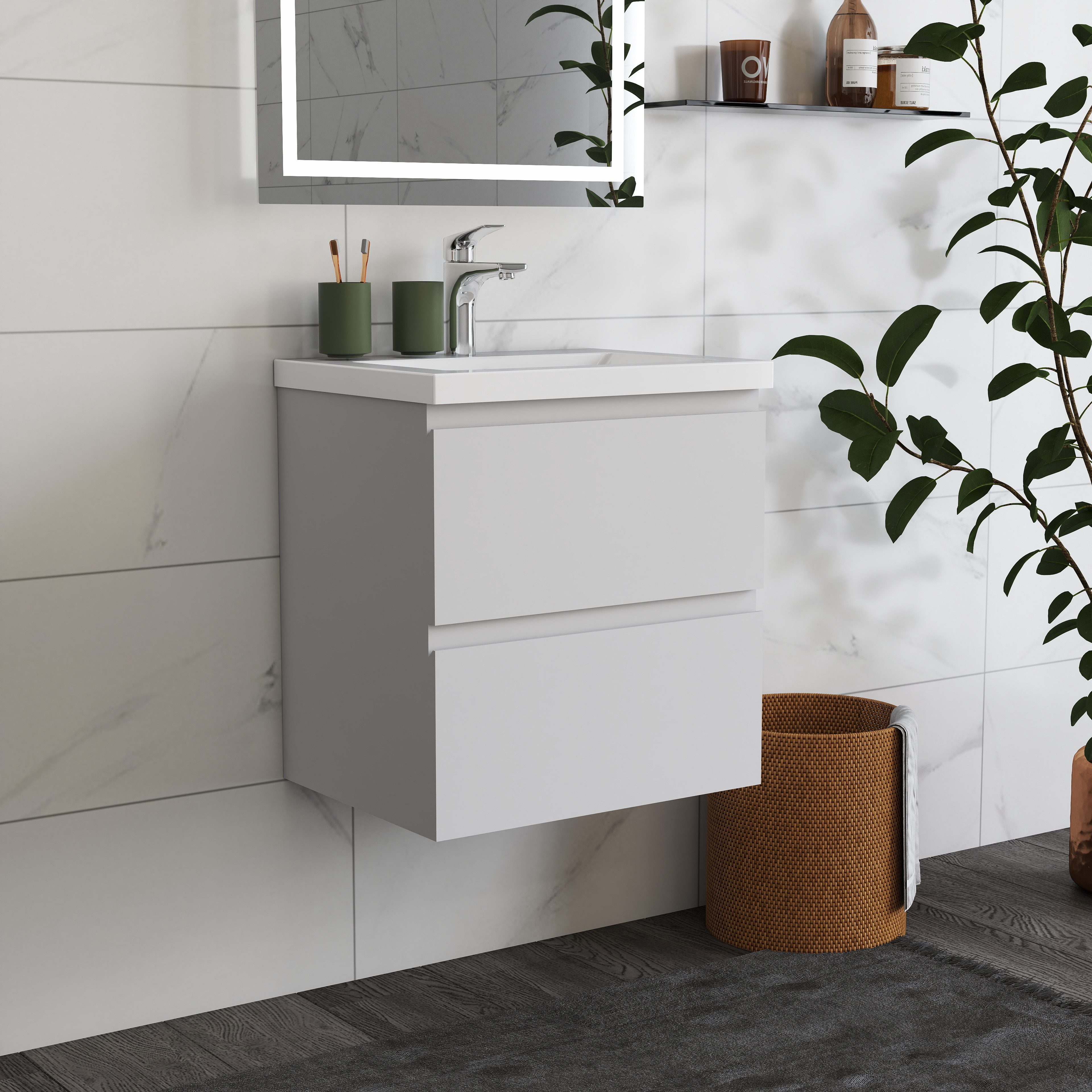 duschspa Waschtisch Waschbecken mit Unterschrank Badschrank Waschplatz Badmöbel Set, Matt, 50-120cm