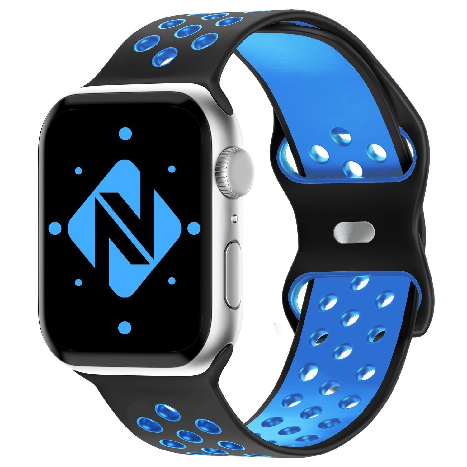 Nalia Smartwatch-Armband Apple Watch 49mm/46/45/44/42(Serie 1-3), Airflow Silikon Ersatzband / für Fitness Uhr / Atmungsaktive Löcher