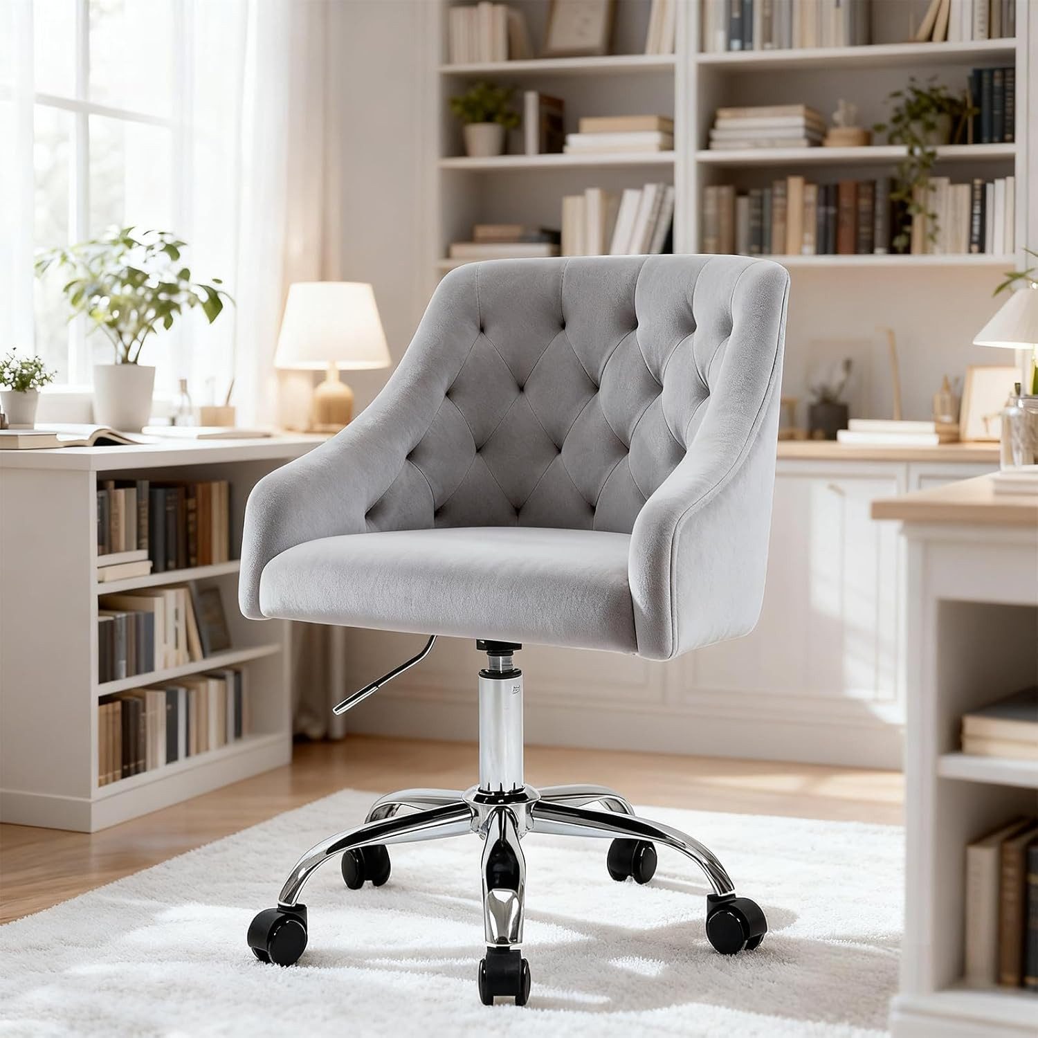 Fiximaster Polsterstuhl mit ergonomischer Rückenlehne, höhenverstellbarer Samt-Schminkstuhl (1 St), Drehstuhl und Bürostuhl, 360° drehbar