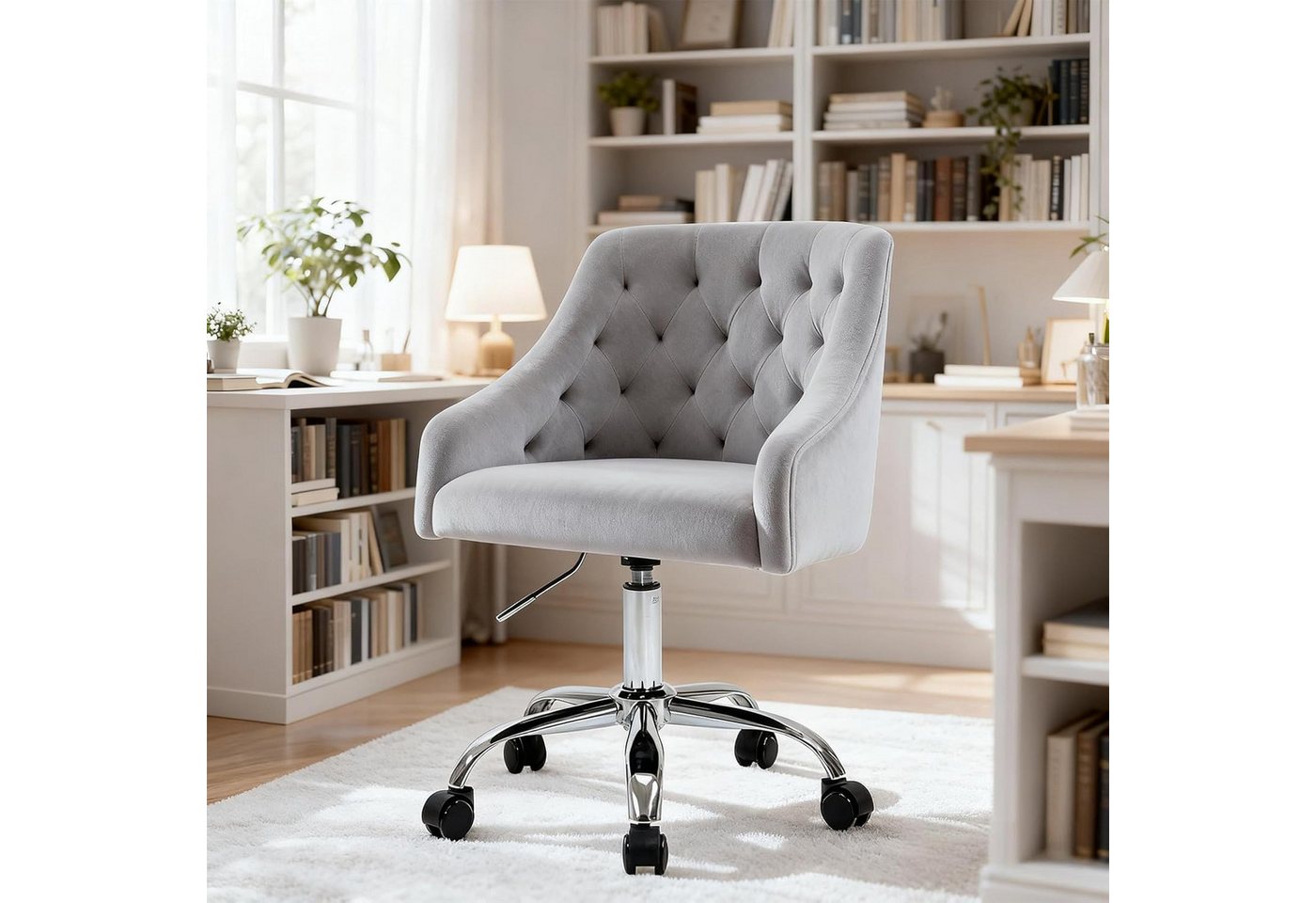 Fiximaster Polsterstuhl mit ergonomischer Rückenlehne, höhenverstellbarer Samt-Schminkstuhl (1 St), Drehstuhl und Bürostuhl, 360° drehbar