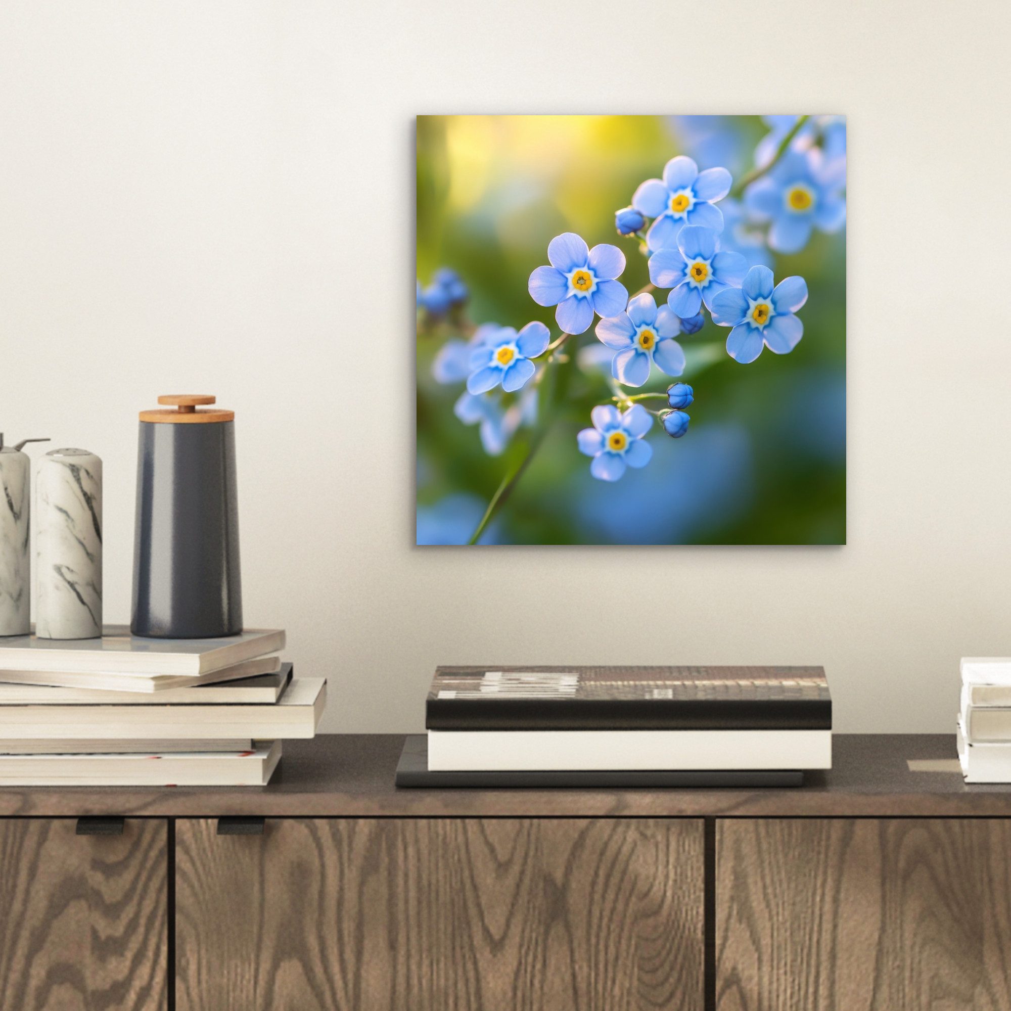 MuchoWow Metallbild Blumen - Blau - günstig online kaufen