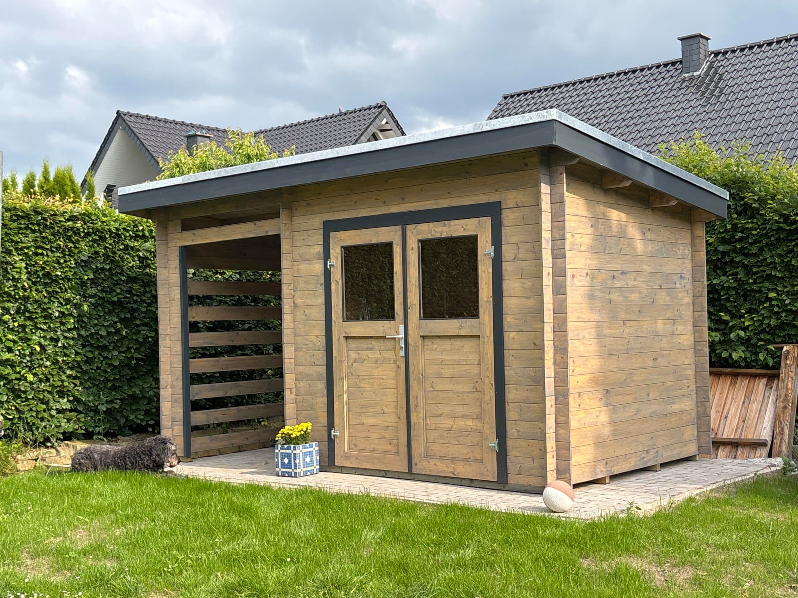 LASITA MAJA Gartenhaus Lasita Blockbohlenhaus Linz 19 mm natur Kaminholzanbau, BxT: 422x242 cm, Kaminholzanbau, 19 mm Wandstärke, Einzeltür mit Kunstglas-Einsätzen