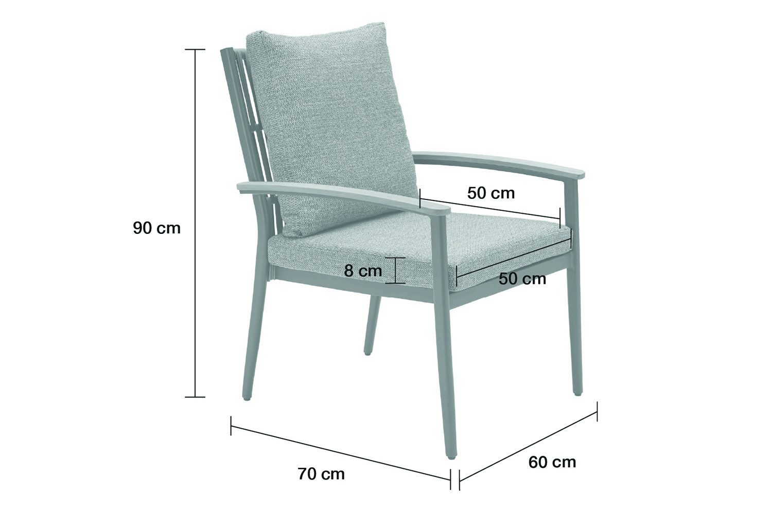 dasmöbelwerk Gartenstuhl Gartenstuhl Phoenix Armlehnstuhl Teakarmlehne Rope Anthrazit